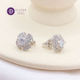  Bông Tai Đá Moissanite 5Li Bạc 925 Xi Kim Sang Trọng - Bông Tai Nữ Kiểu Hoa Cánh Quạt Tròn - Round Flower Moissanite Earrings MBT028 