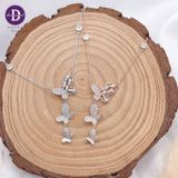  Silver Necklace Baguette Stone 3 Butterfly & 2 CZ Stones - Dây Chuyền Bạc 925 Cao Cấp 3 Cánh Bướm Đính ĐáDdreamer 118́8DCH 