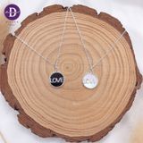  Silver Necklace LOVE Circle Pendant  - Dây Chuyền Bạc 925 Cao Cấp Mặt Tròn Xà Cừ Trắng Ddreamer 1180DCH 