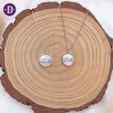  Silver Necklace LOVE Circle Pendant  - Dây Chuyền Bạc 925 Cao Cấp Mặt Tròn Xà Cừ Trắng Ddreamer 1180DCH 