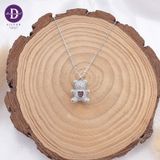  Silver Necklace Love Pin k Heart Sparkling Bear - Dây Chuyền Bạc 925 Cao Cấp Gấu Trái Tim Hồng Đính Đá Ddreamer 118́̃9DCH 