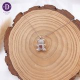  Silver Necklace Love Pin k Heart Sparkling Bear - Dây Chuyền Bạc 925 Cao Cấp Gấu Trái Tim Hồng Đính Đá Ddreamer 118́̃9DCH 