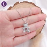  Silver Necklace Love Pin k Heart Sparkling Bear - Dây Chuyền Bạc 925 Cao Cấp Gấu Trái Tim Hồng Đính Đá Ddreamer 118́̃9DCH 