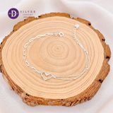  Simple Heart Line Double Chain Style Silver Bracelet - Lắc Tay Bạc 925 Trái Tim Kiểu 2 Dây Xích 1299VTT 