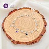  Premium Colorful Heart Stone Oval Chain Silver Bracelet - Lắc Tay Bạc 925 Premium Xích Oval Charm Đá Trái Tim Đủ Màu P1298VTH 