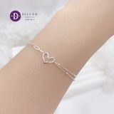  Simple Heart Line Double Chain Style Silver Bracelet - Lắc Tay Bạc 925 Trái Tim Kiểu 2 Dây Xích 1299VTT 