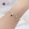 Premium Colorful Heart Stone Oval Chain Silver Bracelet - Lắc Tay Bạc 925 Premium Xích Oval Charm Đá Trái Tim Đủ Màu P1298VTH