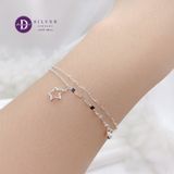  Simple Star Line Double Chain Silver Bracelet - Lắc Tay Bạc 925 Kiểu 2 Dây Ngôi Sao Trơn Đơn Giản 1300VTT 