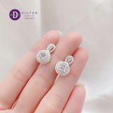  Diamond Button Silver Earrings - Bông Tai Khoen Premium Diamond Button Đá Chủ 5li Ddreamer - P3074BTH 