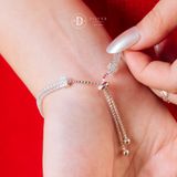  Premium Double Stone Line Freesize Silver Bracelet - Vòng Tay Dây Rút Premium 2 Hàng Đá CZ - 1302VTH 