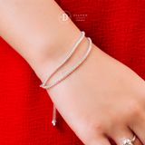  Premium Double Stone Line Freesize Silver Bracelet - Vòng Tay Dây Rút Premium 2 Hàng Đá CZ - 1302VTH 