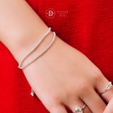  Premium Double Stone Line Freesize Silver Bracelet - Vòng Tay Dây Rút Premium 2 Hàng Đá CZ - 1302VTH - Gợi Ý Quà Tặng 