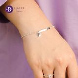  The Bar Flat Full Moon Silver Bracelet Vòng Tay Bạc 925 Thanh Bạc Tag Tròn (Dây Bi) - 717VTT 