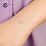  Simple Heart Line Double Chain Style Silver Bracelet - Lắc Tay Bạc 925 Trái Tim Kiểu 2 Dây Xích 1299VTT 