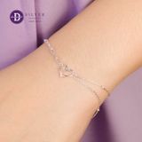  Simple Heart Line Double Chain Style Silver Bracelet - Lắc Tay Bạc 925 Trái Tim Kiểu 2 Dây Xích 1299VTT 