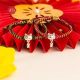  Vòng Tay Charm Mèo Bạc & Xương Cá May Mắn - Vòng Thắt Thủ Công Phối Charm Bạc 925 