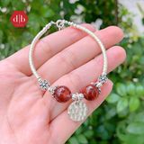  Vòng Tay 2 Viên Đá Thạch Anh Tóc Nâu Đỏ &  Charm Tag Circle - Vòng Tay Đá Phong Thủy Mix Charm Bạc 925 Ddreamer 