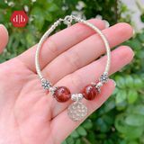  Vòng Tay 2 Viên Đá Thạch Anh Tóc Nâu Đỏ &  Charm Tag Circle - Vòng Tay Đá Phong Thủy Mix Charm Bạc 925 Ddreamer 