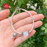  Vòng Tay 1 Viên Đá Moon &  Charm Hồ Ly - Vòng Tay Đá Phong Thủy Mix Charm Bạc 925 Ddreamer 