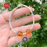  Vòng Tay 2 Viên Đá Citrine &  Charm Hoa Hướng Dương - Vòng Tay Đá Phong Thủy Mix Charm Bạc 925 Ddreamer 