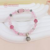  Vòng Tay Đá Thạch Anh Hồng & Thạch Anh Dâu Hồng  - Vòng Tay Đá Phong Thủy Mix Charm Bạc 925 Ddreamer 