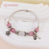  Vòng Tay Đá Lu Thống Moon & Thạch Anh Dâu Hồng  - Vòng Tay Đá Phong Thủy Mix Charm Bạc 925 Ddreamer 