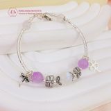  Vòng Tay Đá Thạch Anh Tím & Moon Stone  - Vòng Tay Đá Phong Thủy Mix Charm Bạc 925 Ddreamer 