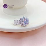  Queen Flower Silver Ring - Nhẫn Bạc 925 Cao Cấp - Nhẫn Premium Đá Chủ 7li Ổ Đá Hoa Đính Đá 3.5li  - P2634NH - Ddreamer 