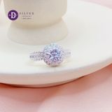  Silver Ring - Nhẫn Bạc 925 Cao Cấp - Nhẫn Premium Đá Chủ 6li Ổ Hoa 2 Tầng Baguette/CZ Đai 3 Line Đá  - P2639NH - Ddreamer 