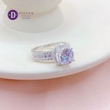  Square Button Silver Ring - Nhẫn Bạc 925 Cao Cấp - Nhẫn Premium  Ổ Vuông Đá Chủ 7.5li Đai 3 Line Đá - P2635NH - Ddreamer 