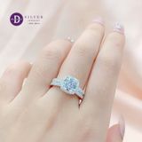  Square Button Silver Ring - Nhẫn Bạc 925 Cao Cấp - Nhẫn Premium  Ổ Vuông Đá Chủ 7.5li Đai 3 Line Đá - P2635NH - Ddreamer 