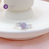  Silver Ring - Nhẫn Bạc 925 Cao Cấp - Nhẫn Premium 3 Line Đá Chéo Đá Chủ 6li - P2631NH - Ddreamer 