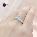  Silver Ring - Nhẫn Bạc 925 Cao Cấp - Nhẫn Premium 3 Line Đá Chéo Đá Chủ 6li - P2631NH - Ddreamer 