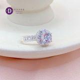  Silver Ring - Nhẫn Bạc 925 Cao Cấp - Nhẫn Premium Ổ Tròn Halo 10.5mm Đá Chủ 6li - P2636NH - Ddreamer 