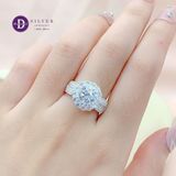  Flower Button Silver Ring - Nhẫn Bạc 925 Cao Cấp - Nhẫn Premium Đá Chủ 7li Ổ Hoa 2 Line Đá 2.5li Đai Oval 5 Line Đá  - P2638NH - Ddreamer 