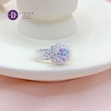  Silver Ring - Nhẫn Bạc 925 Cao Cấp - Nhẫn Premium  Hoa Xoáy Đá Baguette Đá Chủ 6li Bản Đá Baguette Chéo - P2637NH - Ddreamer 