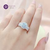  Silver Ring - Nhẫn Bạc 925 Cao Cấp - Nhẫn Premium  Hoa Xoáy Đá Baguette Đá Chủ 6li Bản Đá Baguette Chéo - P2637NH - Ddreamer 