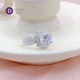  Flower Button Silver Ring - Nhẫn Bạc 925 Cao Cấp - Nhẫn Premium Đá Chủ 7li Ổ Hoa 2 Line Đá 2.5li Đai Oval 5 Line Đá  - P2638NH - Ddreamer 