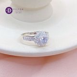  Silver Ring - Nhẫn Bạc 925 Cao Cấp - Nhẫn Premium  Sunflower Đá Baguette Đá Chủ 5li Đai Đá Baguette - P2628NH - Ddreamer 