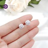  Square Diamond Button CZ Stone 6mm Silver Earrings - Hoa Tai Vuông Cạnh Bo Tròn CZ 6li Ddreamer - 3092BTH 