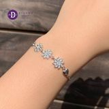  Sparkling Sunflower & Heart ,Freesize Adjustable Bracelet - Lắc Tay Dây Rút Freesize Bạc 925  3 Hoa Hướng Dương Đính Đá & Trái Tim 1313VTH 