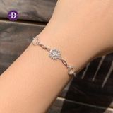  Sunflower Freesize Adjustable Bracelet - Lắc Tay Dây Rút Freesize Bạc 925 Hoa Hướng Dương & 2 Mặt Tròn Đính Đá 1314VTH 