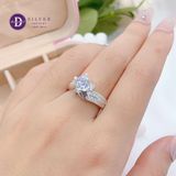  Cz Stone Silver Ring - Nhẫn Bạc 925 Cao Cấp - Nhẫn Premium 2 Line Đính Đá Chéo - Đá Chủ 6.3li  - P2676NH - Ddreamer 