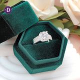  Cz Stone Silver Ring - Nhẫn Bạc 925 Cao Cấp -  Nhẫn Premium Đá Chủ 8li - Ổ Halo Vuông - Bản 3 Line Đá - P2678NH - Ddreamer 