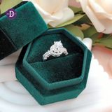  Cz Stone Silver Ring - Nhẫn Bạc 925 Cao Cấp -  Nhẫn Premium Ổ Halo Tròn Đai Đá Baguette - Đá Chủ 6.3li - P2677NH - Ddreamer 