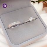  Couple Rings - Nhẫn Cặp Princess 1 Viên Đá CZ 6.3li &  Bản Chéo Line Đá - 2681NH 2614NH 