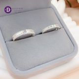  Couple Rings - Nhẫn Cặp  2 Line Đá & 1 Viên Đá Chữ Nhật - 2684NH Ddreamer 