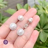  Bông Tai Ngọc Trai Nhân Tạo - Bông Tai Bạc 925 Premium Ngọc Trai 7mm 8mm Viền 2 Line Đá -Double Line Stone Pearl Halo 9mm 11mm Earrings 1161BTH 