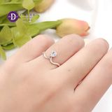  Cz Stone Silver Ring - Nhẫn Bạc 925 Cao Cấp - Nhẫn Vương Miện Spinning Gem Stone (Curvy Chop Line)- 2681NH - Ddreamer 