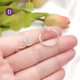  Cz Stone Silver Ring - Nhẫn Bạc 925 Cao Cấp - Nhẫn Vương Miện Spinning Gem Stone (Curvy Chop Line)- 2681NH - Ddreamer 